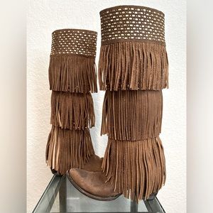 Old Gringo Triple Fringe Alsie Tall Knee w/ Zipper Western Boot 7 B